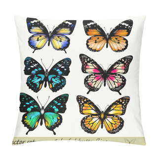 Personality  Collection Of Vector Colorful Realistic Butterflies Pillow Covers