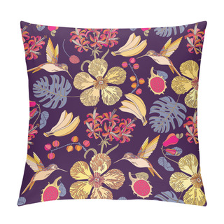 Personality  Seamless Tropical Flowers With Bananas.  Pillow Covers