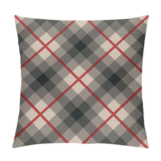 Personality  Diagonal Seamless Fabric Pattern In Gray And Red Pillow Covers