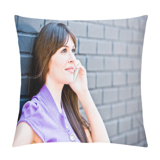 Personality  Woman Using A Mobile Phone Pillow Covers