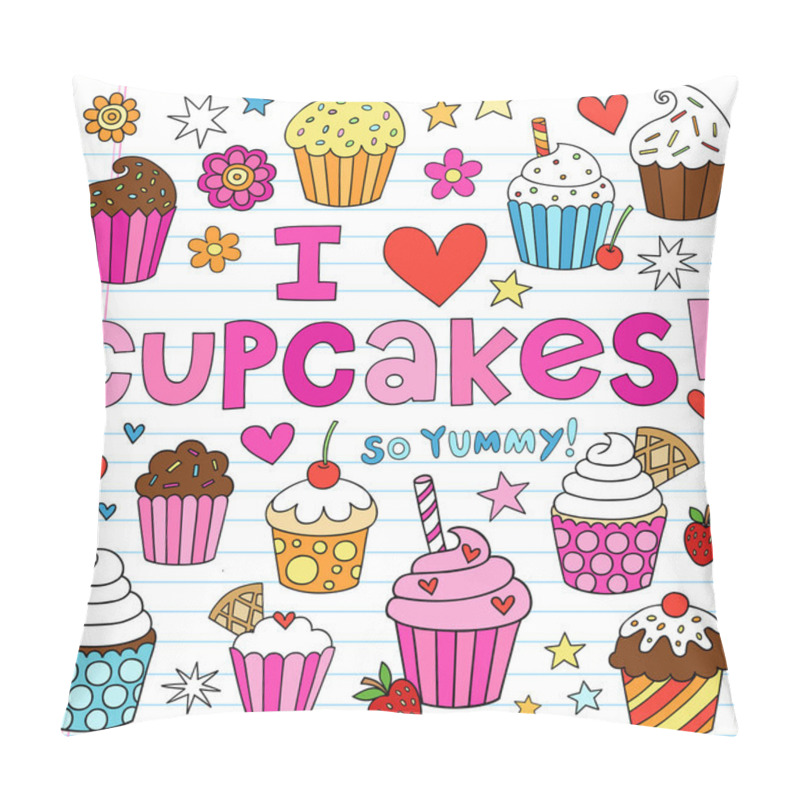 Personality  Cupcake Doodles Vector Illustration Design Elements Pillow Covers