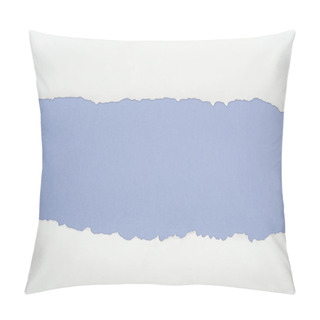Personality  Tattered White Textured Paper With Copy Space On Blue Background  Pillow Covers