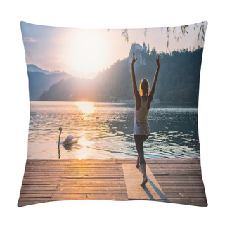 Personality  Beautiful Woman Practicing Yoga Pillow Covers