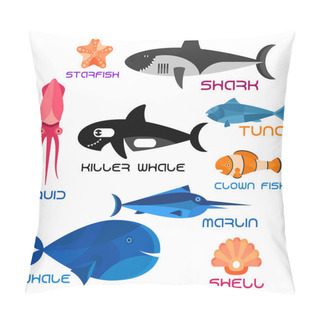 Personality  Cartoon Marine Animals In Flat Style Pillow Covers