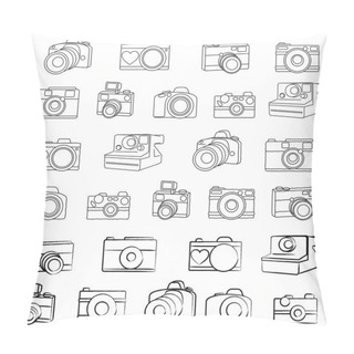 Personality  Hand Drawn Set Of Vector Cameras Pillow Covers