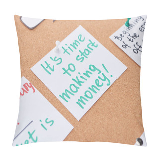 Personality  Paper Card With Work Motivation Message Pinned On Cork Office Board Pillow Covers