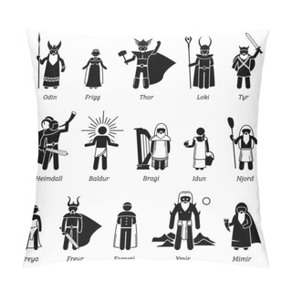 Personality  Ancient Norse Mythology Gods And Goddesses Characters Icon Set Pillow Covers