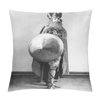 Personality  Portrait Of A Viking Warrior Standing And Holding A Shield Pillow Covers
