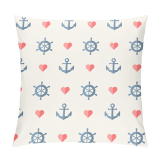 Personality  Seamless Nautical Background With Anchors And Ship Wheels Pillow Covers