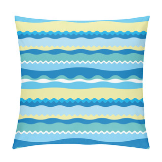 Personality  Blue Color Sea Wave Seamless Pattern Pillow Covers