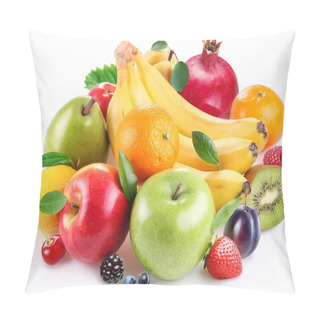 Personality  Handful Of Fruit And Berries On A White Background Pillow Covers