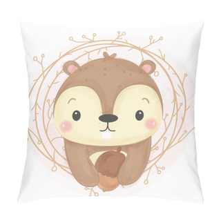 Personality  Cute Squirrel Illustration, Animal Clipart, Baby Shower Decoration, Woodland Illustration. Pillow Covers