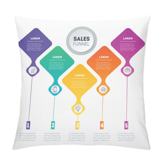 Personality  Colorful Rhombuses With Text And Icons On White Background, Vertical Arrangement Pillow Covers