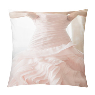 Personality  Woman Touching Up Wedding Dress Pillow Covers