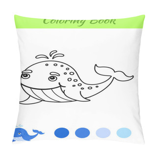Personality  Coloring Page Happy Whale. Coloring Book For Kids. Educational Activity For Preschool Years Kids And Toddlers With Cute Animal. Flat Cartoon Colorful Vector Illustration. Pillow Covers