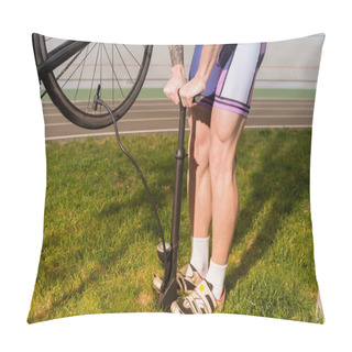 Personality  Man Pumping Bicycle Wheel Pillow Covers