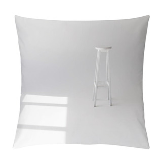 Personality  Single Empty Modern White Stool On Grey Pillow Covers
