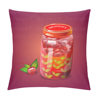 Personality  Pot With Cherry Berries Jam Pillow Covers