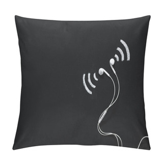 Personality  Earphones With Sound Sign Drawn On Chalkboard Pillow Covers