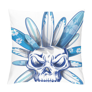 Personality  Skull With Surfboard Pillow Covers