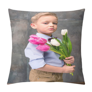 Personality  Little Boy With Flowers Pillow Covers
