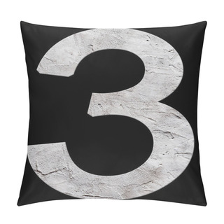 Personality  Number 3 With Concrete Texture, On Black Background Pillow Covers