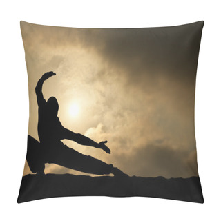 Personality  Martial Arts Man Silhouette On Dramatic Sky Pillow Covers