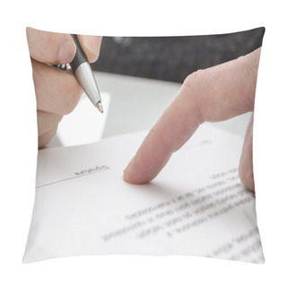 Personality  Woman Signing A Paper Pillow Covers