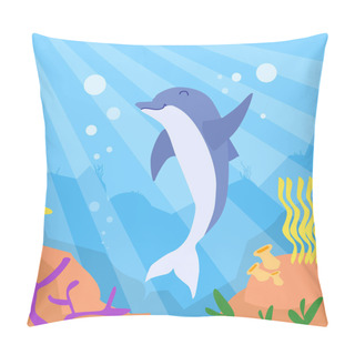 Personality  Cartoon Dolphin Underwater Deep Ocean Pillow Covers