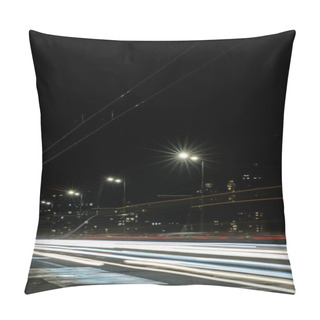 Personality  Long Exposure Of Lights On Road At Night Busy City Pillow Covers