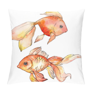 Personality  Watercolor Aquatic Colorful Goldfishes Isolated On White Illustration Elements. Pillow Covers