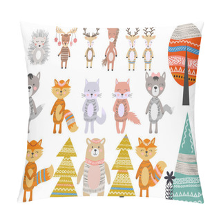 Personality  Cute Scandinavian Style Animals And Design Elements Pillow Covers