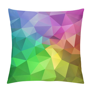 Personality  Vector Abstract Irregular Polygonal Square Background - Triangle Low Poly Pattern - Full Color Spectrum Rainbow - Pink, Orange, Green, Blue And Purple Pillow Covers