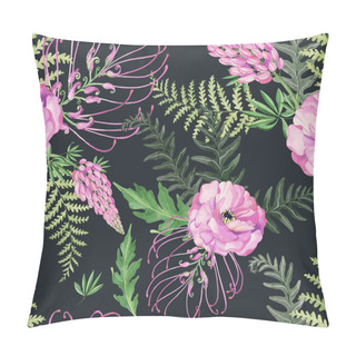 Personality  Floral Pattern On Dark Background Pillow Covers