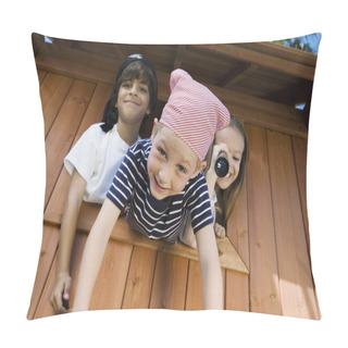 Personality  Kids Playing In Playhouse Pillow Covers