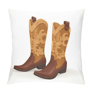 Personality  Embroidered Cowboy Boots Isolated On White Background Pillow Covers