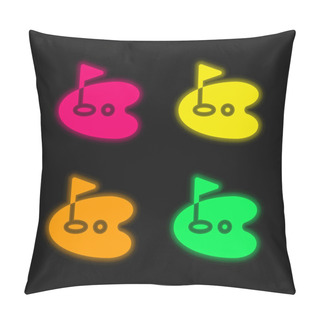 Personality  Birdie Four Color Glowing Neon Vector Icon Pillow Covers