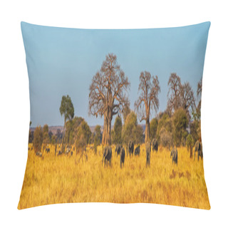 Personality  Elephant Herd Walking In The Serengeti, Tanzania Pillow Covers