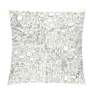 Personality  Notebook Doodle Speech Bubble Design Elements Mega Vector Illustration Set Pillow Covers