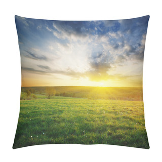Personality  Spring Field Of Grass In Russia And Sunset Pillow Covers