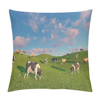 Personality Dairy Cows Graze On Green Meadows Pillow Covers