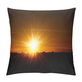 Personality  Red Sunset In A City Pillow Covers