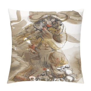 Personality  Minotaur And Theseus Pillow Covers