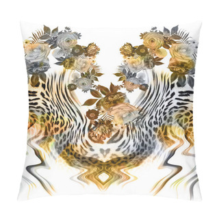 Personality Flowers Leopard  Background Pillow Covers
