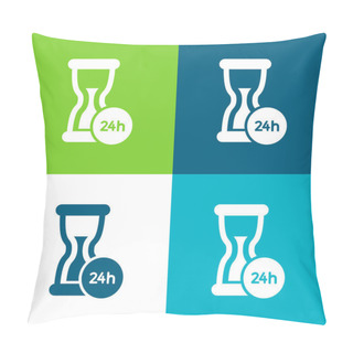Personality  24 Hours Support Flat Four Color Minimal Icon Set Pillow Covers
