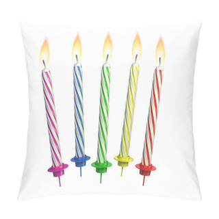 Personality  Colorful Lit Candles Isolated Over White Pillow Covers