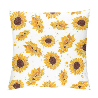 Personality  Yellow Seamless Pattern With Tropical Summer Flowers. Floral Repetitive Background With Spring Floral Elements. Vector Wallpaper With Sunflower And Daisy Plants In Bloom. Pillow Covers