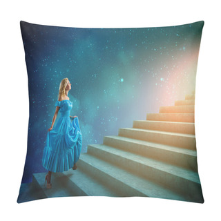 Personality  Girl In Blue Dress Pillow Covers
