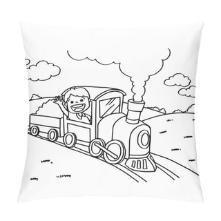 Personality  Train Coloring Pages Vector Pillow Covers