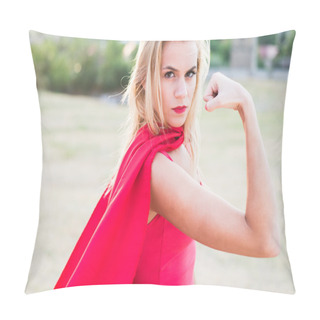 Personality  Young Woman   As Superhero Or Wonderwoman Pillow Covers